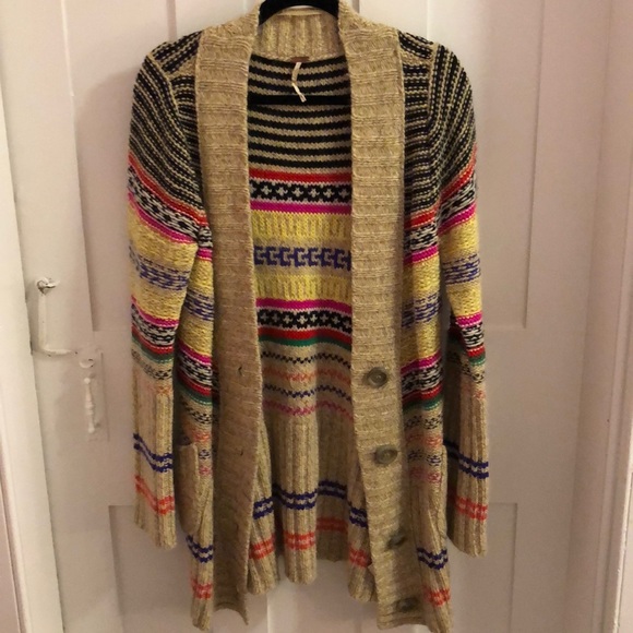 Free People Sweaters - FREE PEOPLE long multicolor cardigan